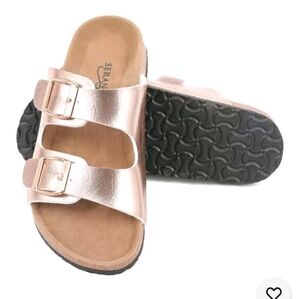 New! Seranoma slide sandals with cork bed. Perfect for beach home travel pool